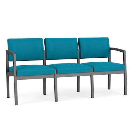 Lenox Steel 3 Seat Tandem Seating Metal Frame No Center Arms, Charcoal, OH Waterfall Upholstery